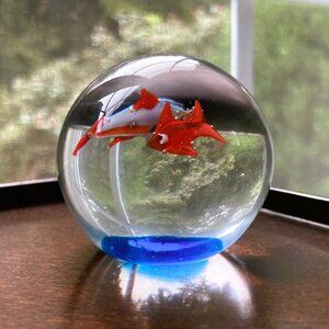Murano Glass Aquarium Koi Fish Paperweight, Attributed to Dal Borgo Venice Italy